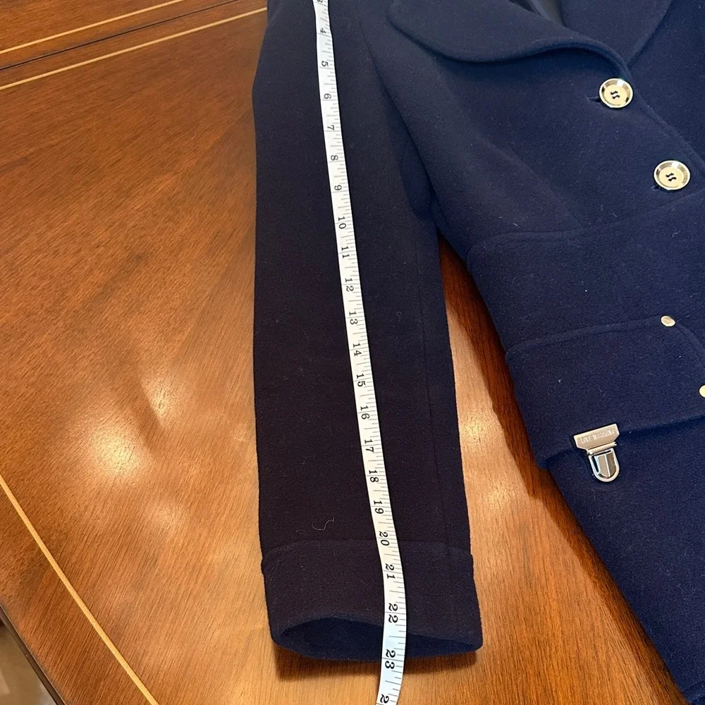 Love Moschino Navy Wool Coat – Classic Tailored Designer Style Size S - Picture 8 of 14